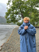 V2 Slate Blue Weatherproof Robe with Ash Grey Lining