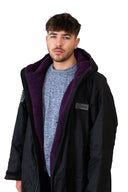 V1 Black Weatherproof Robe With Purple Fleece Lining