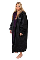 V1 Black Weatherproof Robe With Purple Fleece Lining