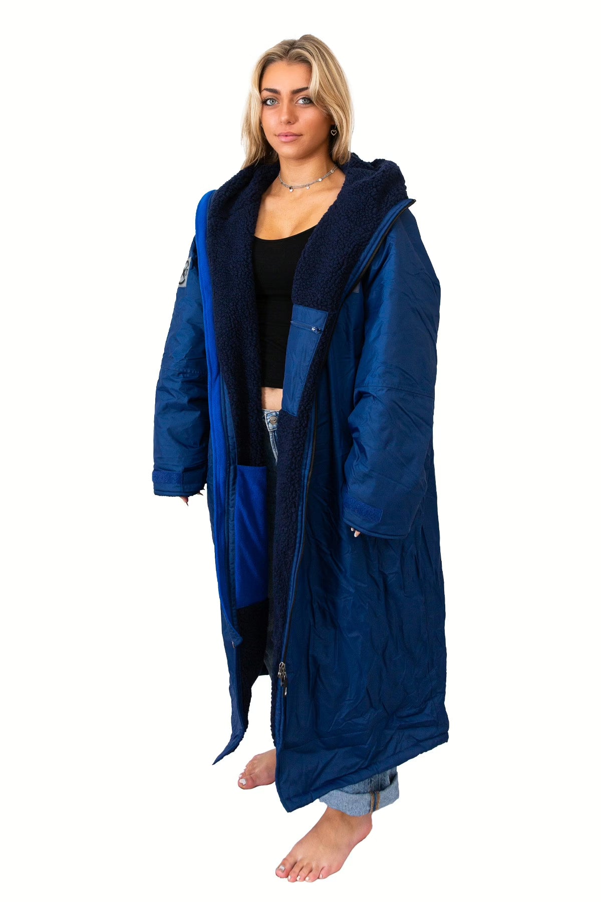Royal Blue Weatherproof Robe With Blue Sherpa Fleece – Xtreme Apparel