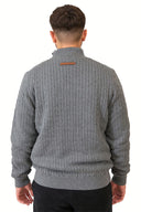 Grey Quarter-Zip Cashmere Jumper With Fleece Lining