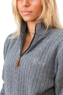 Grey Quarter-Zip Cashmere Jumper With Fleece Lining