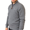 Grey Quarter-Zip Cashmere Jumper With Fleece Lining