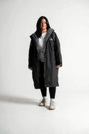 V2 Charcoal Black Weatherproof Robe with Ash Grey Lining