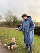 V2 Slate Blue Weatherproof Robe with Ash Grey Lining