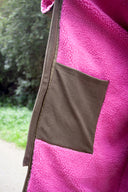V2 Forest Green Weatherproof Robe with Wild Pink Lining