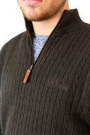 Green Quarter-Zip Cashmere Jumper With Fleece Lining