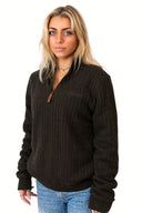 Green Quarter-Zip Cashmere Jumper With Fleece Lining