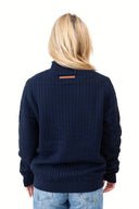 Navy Quarter-Zip Cashmere Jumper With Fleece Lining