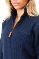 Navy Quarter-Zip Cashmere Jumper With Fleece Lining