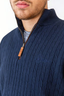 Navy Quarter-Zip Cashmere Jumper With Fleece Lining