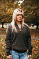 Green Quarter-Zip Cashmere Jumper With Fleece Lining