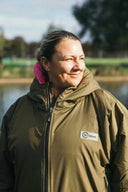 V2 Forest Green Weatherproof Robe with Wild Pink Lining