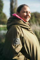 V2 Forest Green Weatherproof Robe with Wild Pink Lining