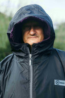 V2 Charcoal Black Weatherproof Robe with Blackberry Purple Lining
