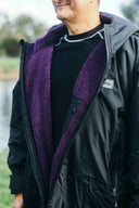 V2 Charcoal Black Weatherproof Robe with Blackberry Purple Lining