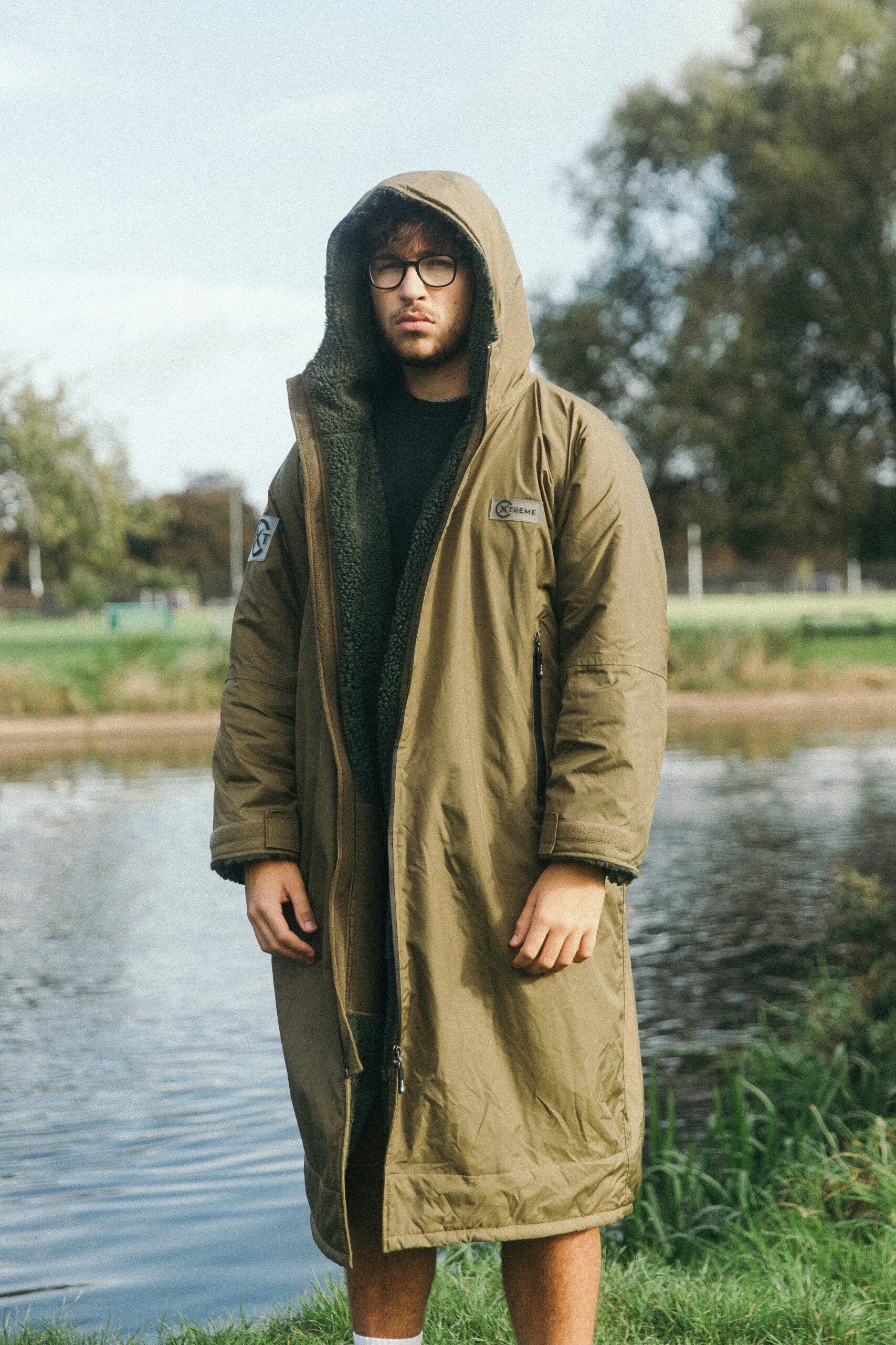 V2 Forest Green Weatherproof Robe Moss Green Lining