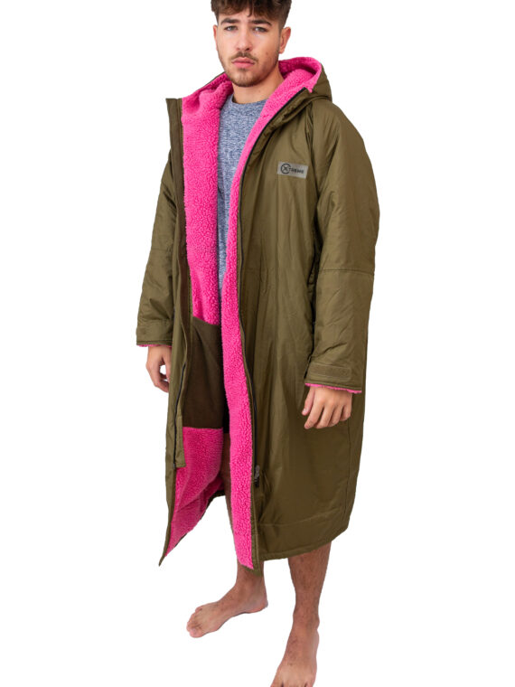Xtreme Weatherproof Robe V2 - Forest Green with Wild Pink Lining