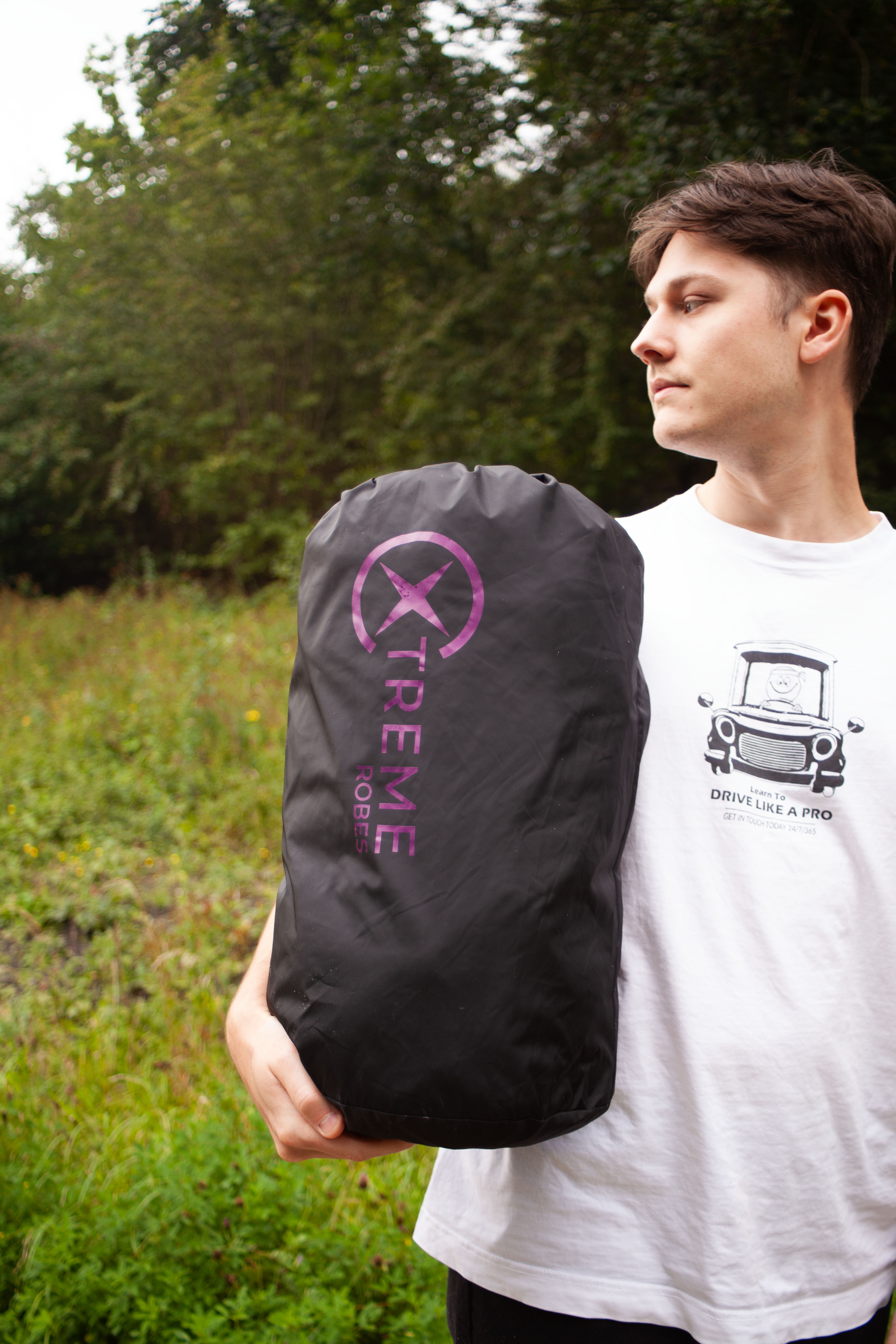 Xtreme Weatherproof Robe V2 - Charcoal Black with Blackberry Purple Lining