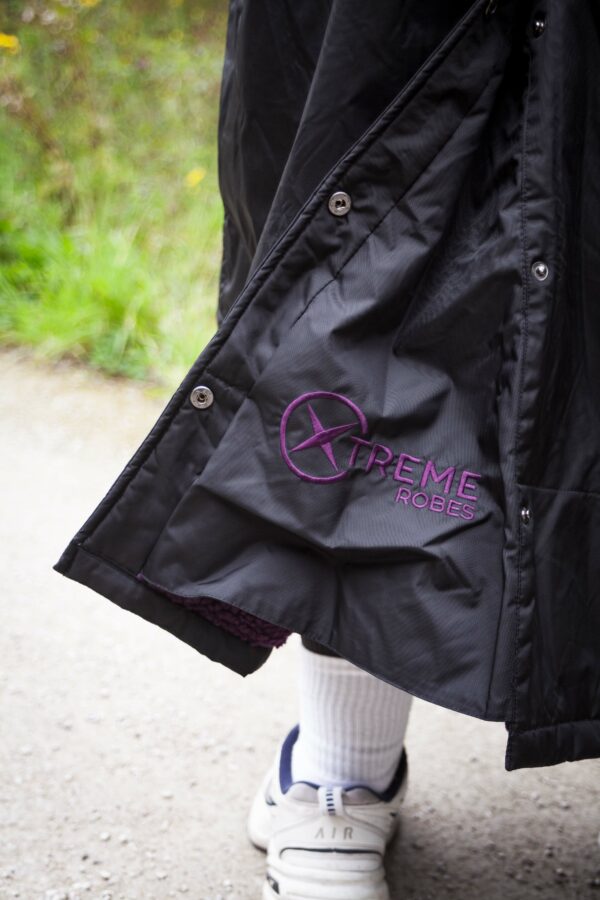 Xtreme Weatherproof Robe V2 - Charcoal Black with Blackberry Purple Lining