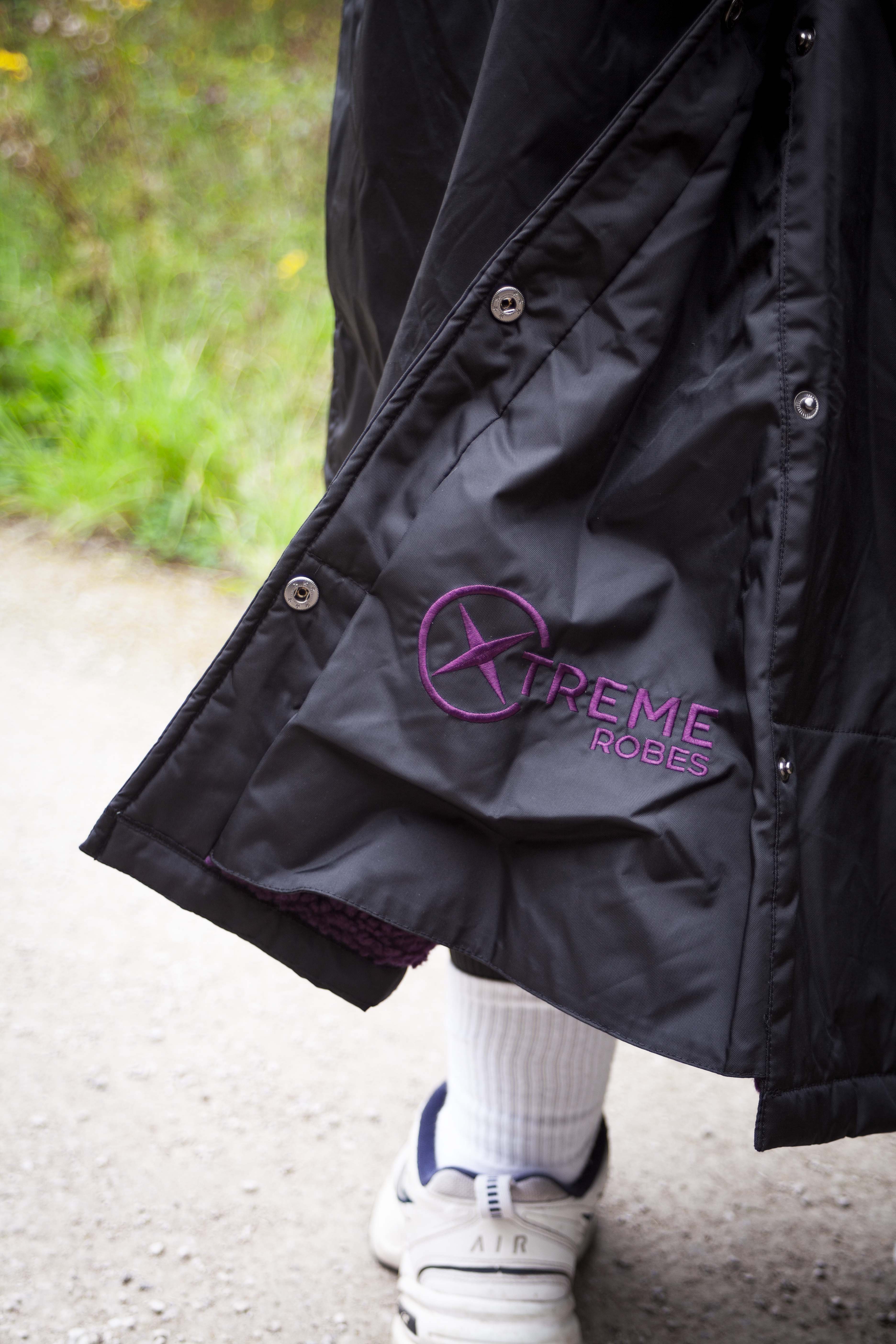 Xtreme Weatherproof Robe V2 - Charcoal Black with Blackberry Purple Lining