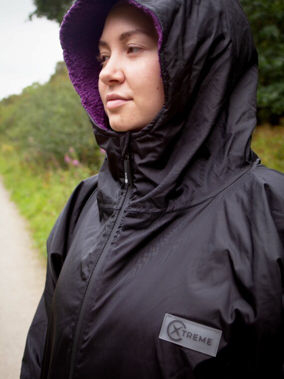 Xtreme Weatherproof Robe V2 - Charcoal Black with Blackberry Purple Lining