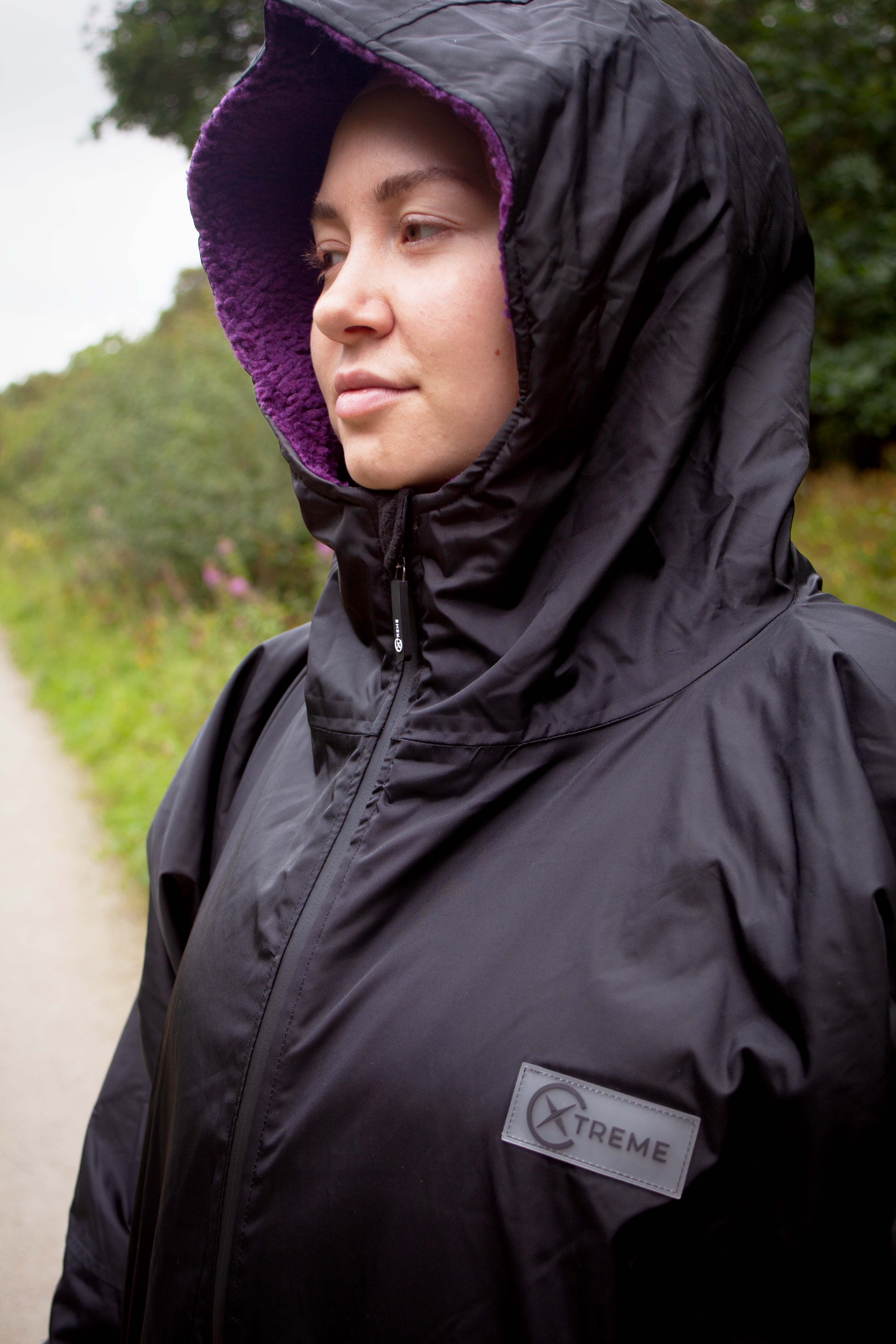Xtreme Weatherproof Robe V2 - Charcoal Black with Blackberry Purple Lining