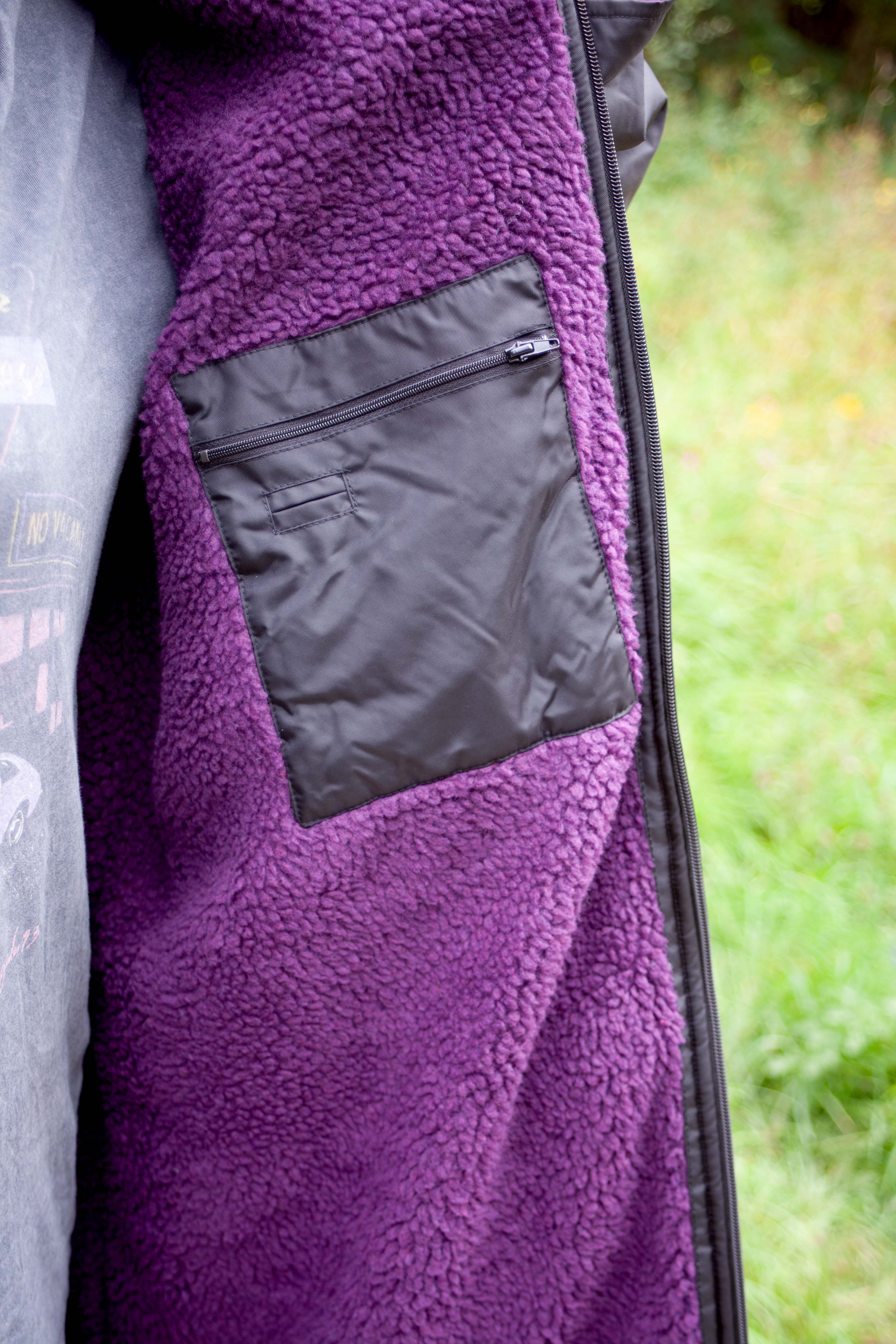 Xtreme Weatherproof Robe V2 - Charcoal Black with Blackberry Purple Lining