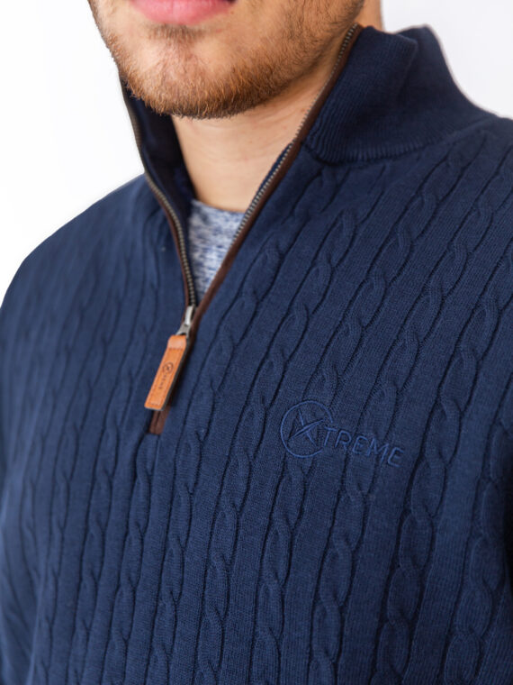 Xtreme Navy Cashmere Jumper - With Navy Blue Fleece Lining