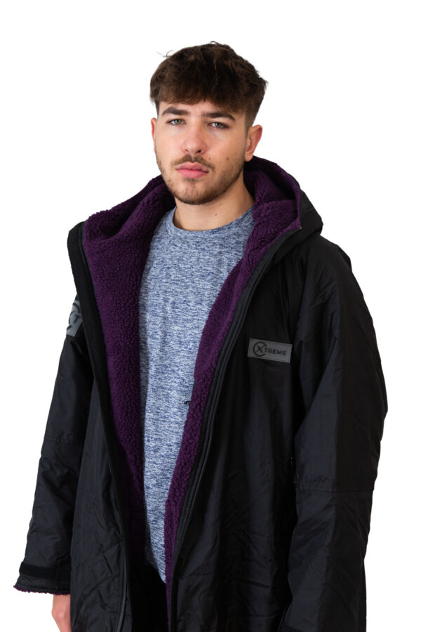 Xtreme Weatherproof Robe V2 - Charcoal Black with Blackberry Purple Lining