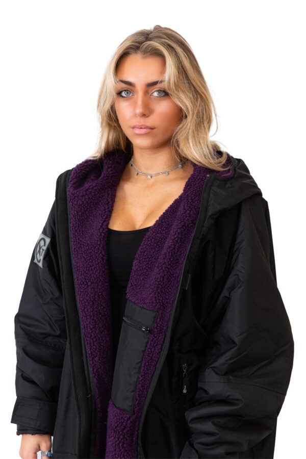 Xtreme Weatherproof Robe V2 - Charcoal Black with Blackberry Purple Lining