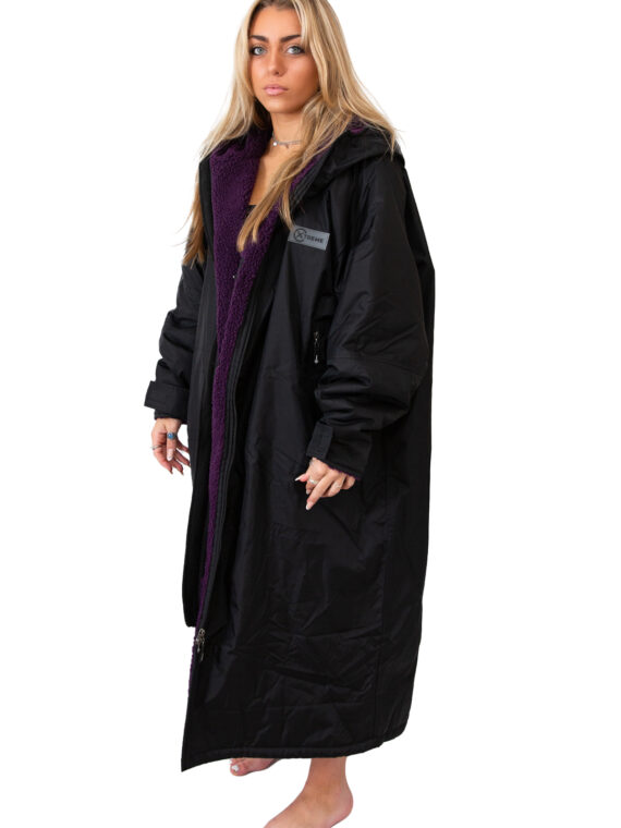 Xtreme Weatherproof Robe V2 - Charcoal Black with Blackberry Purple Lining