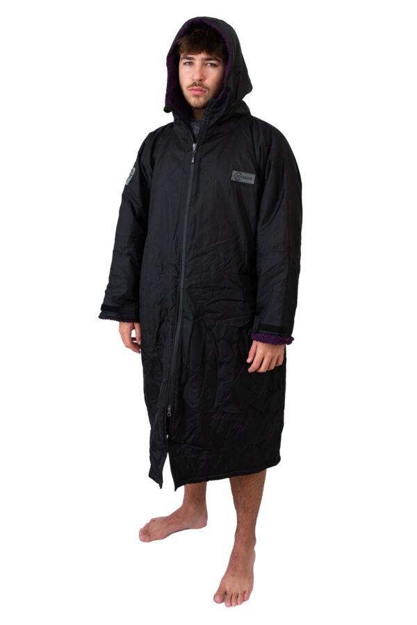 Xtreme Weatherproof Robe V2 - Charcoal Black with Blackberry Purple Lining