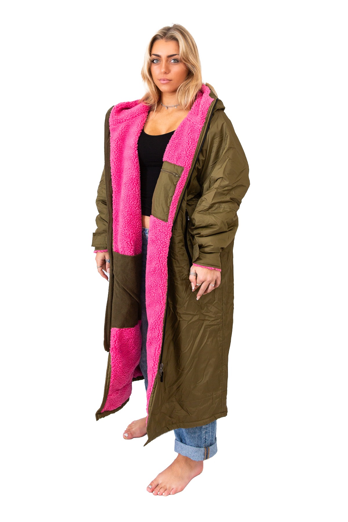 Xtreme V1 Green Waterproof Jacket With Pink Fleece Lining
