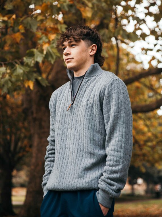 Xtreme Grey Cashmere Jumper - With Grey Fleece Lining