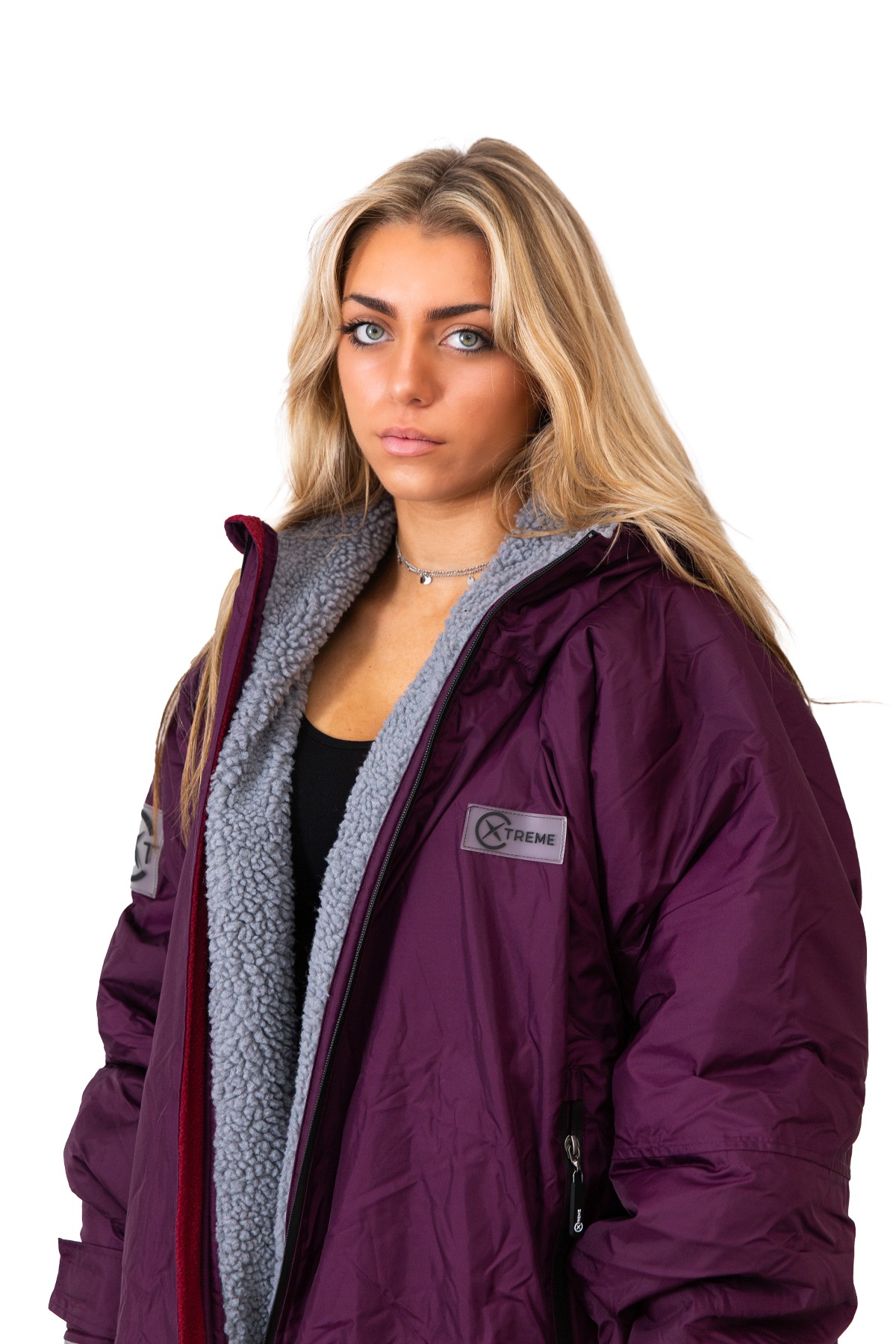Xtreme V1 Purple Waterproof Jacket With Grey Fleece Lining