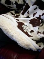 Xtreme Brown Cow Print Blanket Hoodie - With White Sherpa Lining